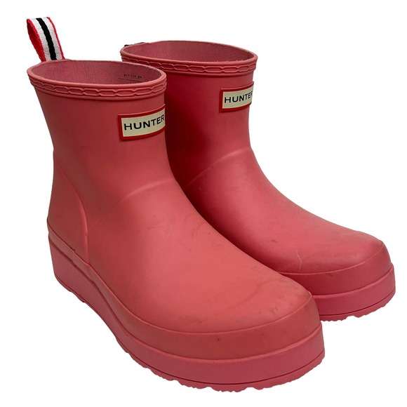 Hunter Barbie Pink Platform Chunky Pull On Rain Boots 10 - Picture 2 of 6